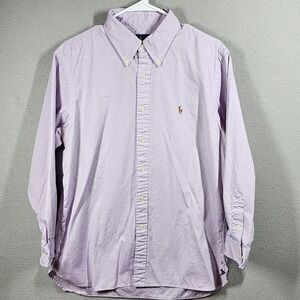 Ralph Lauren Shirt Mens 16.5 32-33 Purple Oxford Button Down Pony Logo Cotton